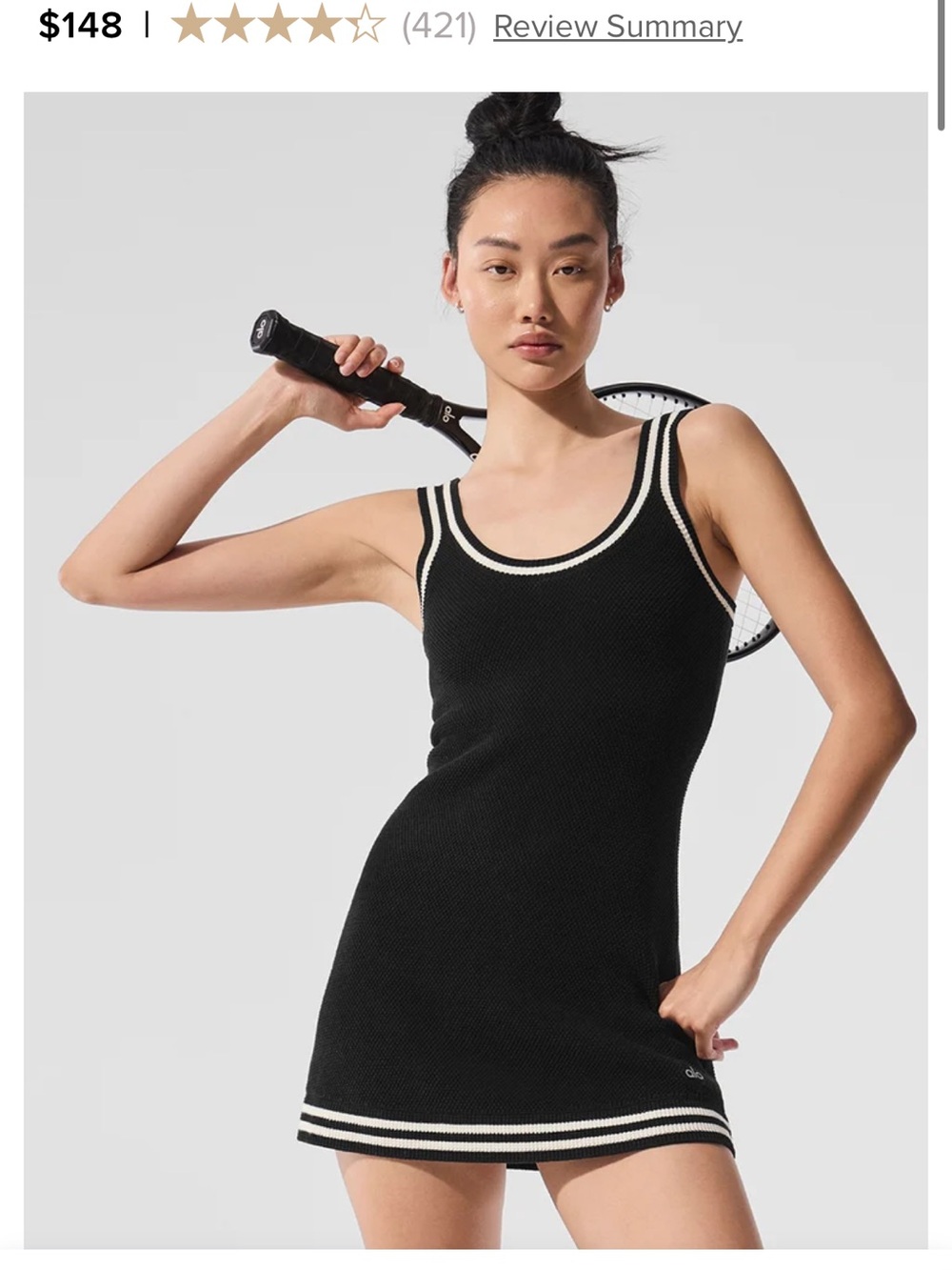 White Alo Tank Tennis Dress with Contrast Trim